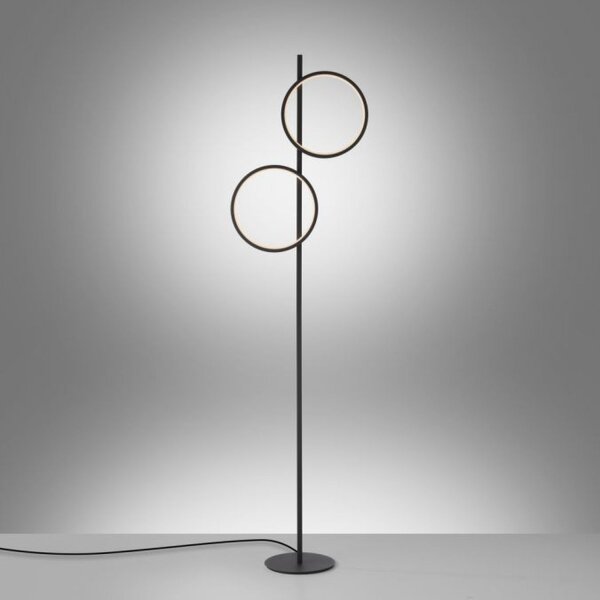 LED Stehleuchte Schwarz Metall Ringe 151 cm 1290 lm