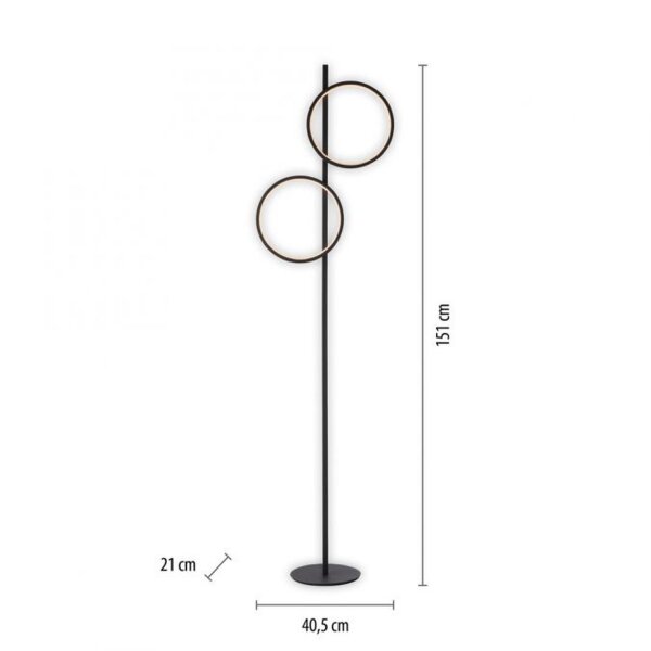 LED Stehleuchte Schwarz Metall Ringe 151 cm 1290 lm