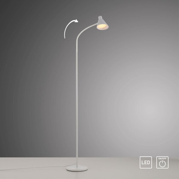 Weiße LED Stehleuchte Metall 150 cm 4 W 3000 K flexibel