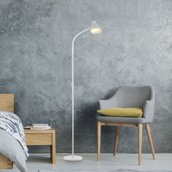 Weiße LED Stehleuchte Metall 150 cm 4 W 3000 K flexibel