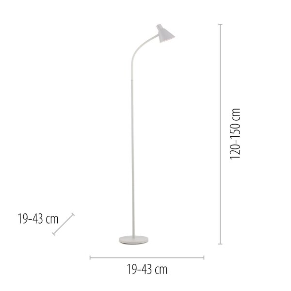 Weiße LED Stehleuchte Metall 150 cm 4 W 3000 K flexibel