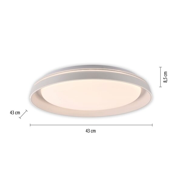 Blendarme LED Deckenlampe Weiß Ø43 cm 2630 lm dimmbar