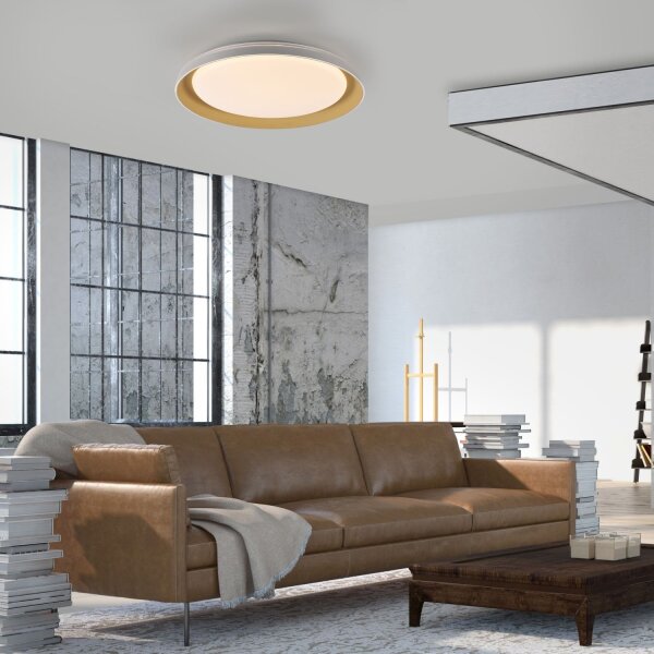 Blendarme LED Deckenlampe Weiß Messing Ø43 cm dimmbar