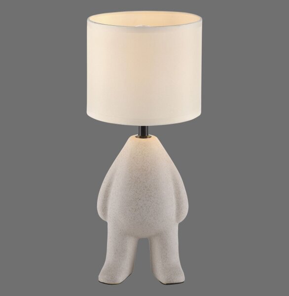 NachtTischlampe Keramik Stoff Teddy 38 cm E27 blendarm