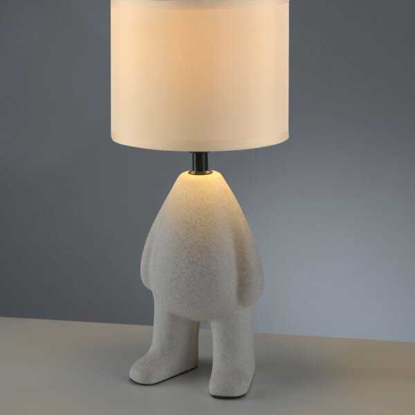 NachtTischlampe Keramik Stoff Teddy 38 cm E27 blendarm