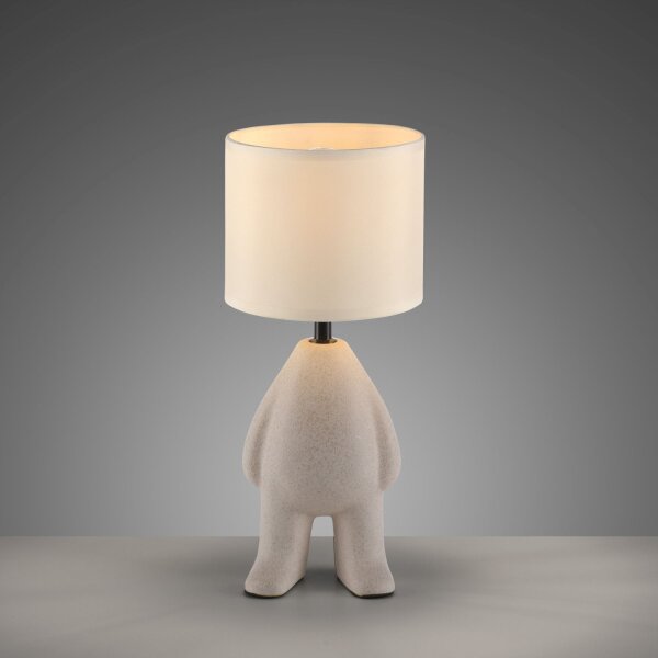 NachtTischlampe Keramik Stoff Teddy 38 cm E27 blendarm
