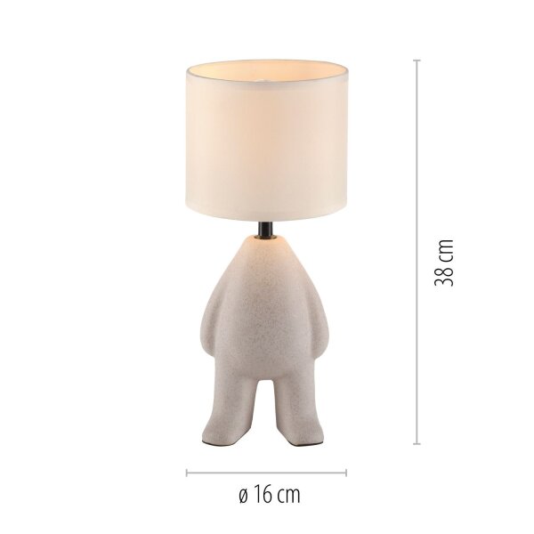 NachtTischlampe Keramik Stoff Teddy 38 cm E27 blendarm