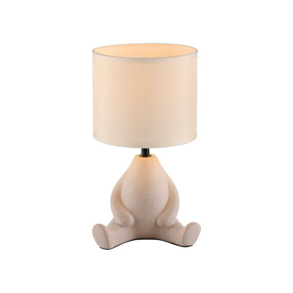 NachtTischlampe Keramik Stoff sitzendes Männchen 32 cm