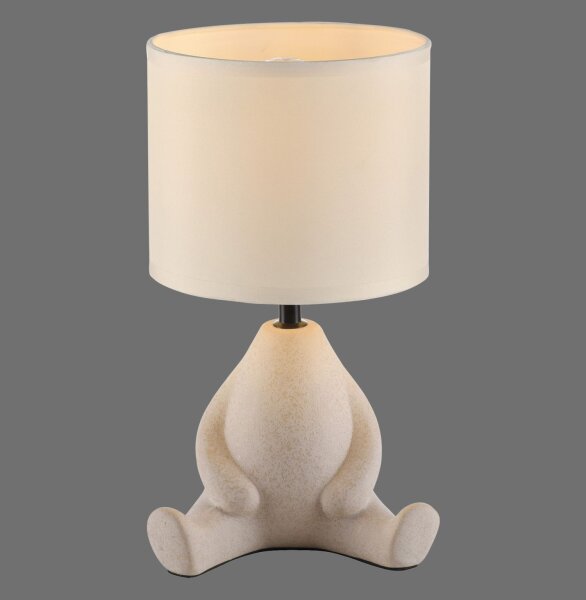 NachtTischlampe Keramik Stoff sitzendes Männchen 32 cm