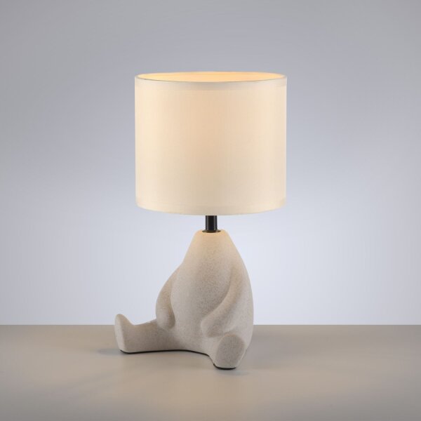NachtTischlampe Keramik Stoff sitzendes Männchen 32 cm