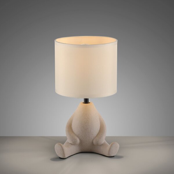 NachtTischlampe Keramik Stoff sitzendes Männchen 32 cm