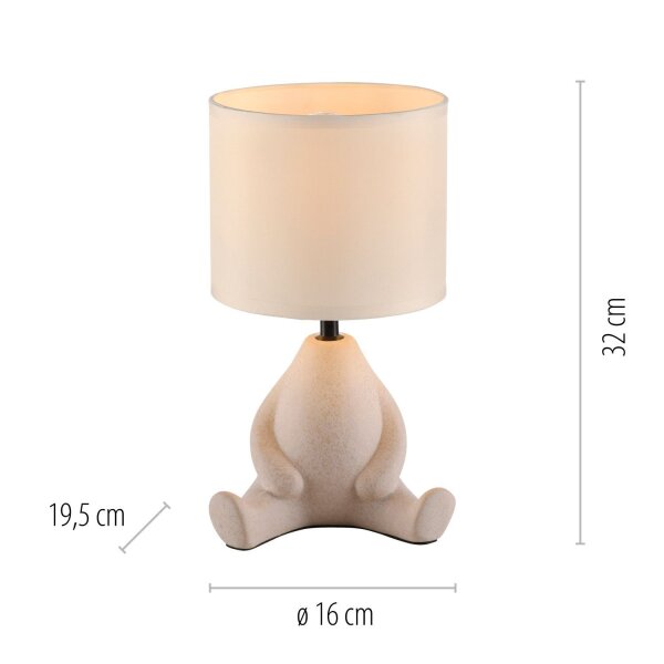 NachtTischlampe Keramik Stoff sitzendes Männchen 32 cm