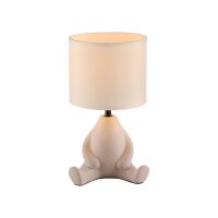 NachtTischlampe Keramik Stoff sitzendes Männchen 32 cm