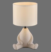 NachtTischlampe Keramik Stoff sitzendes Männchen 32 cm