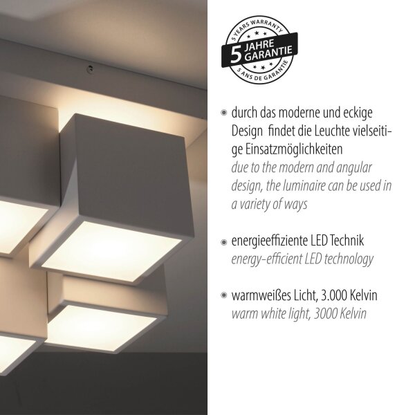 LED Deckenleuchte Metall Würfel B:30 cm 2400 lm 3000 K
