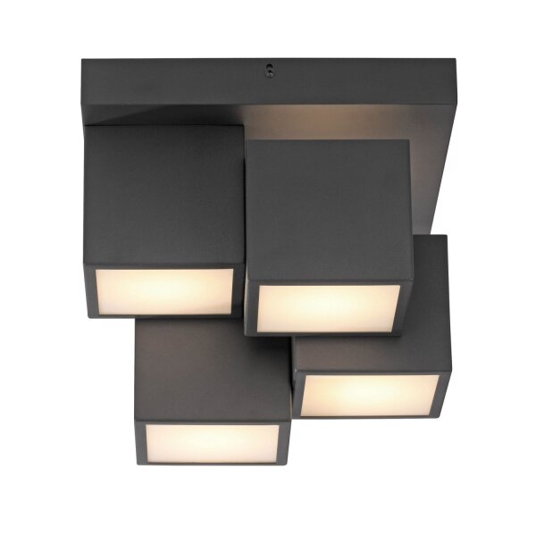 LED Deckenleuchte Metall Würfel B:30 cm 2400 lm Schwarz