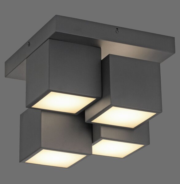 LED Deckenleuchte Metall Würfel B:30 cm 2400 lm Schwarz