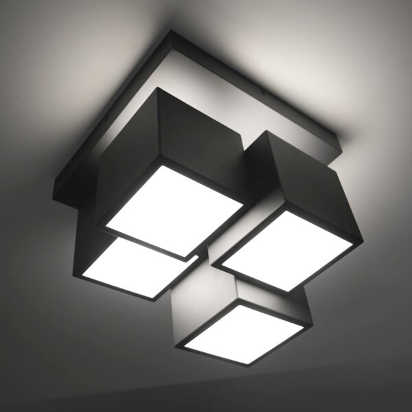 LED Deckenleuchte Metall Würfel B:30 cm 2400 lm Schwarz