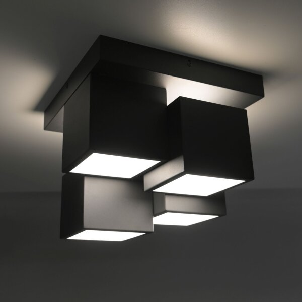 LED Deckenleuchte Metall Würfel B:30 cm 2400 lm Schwarz
