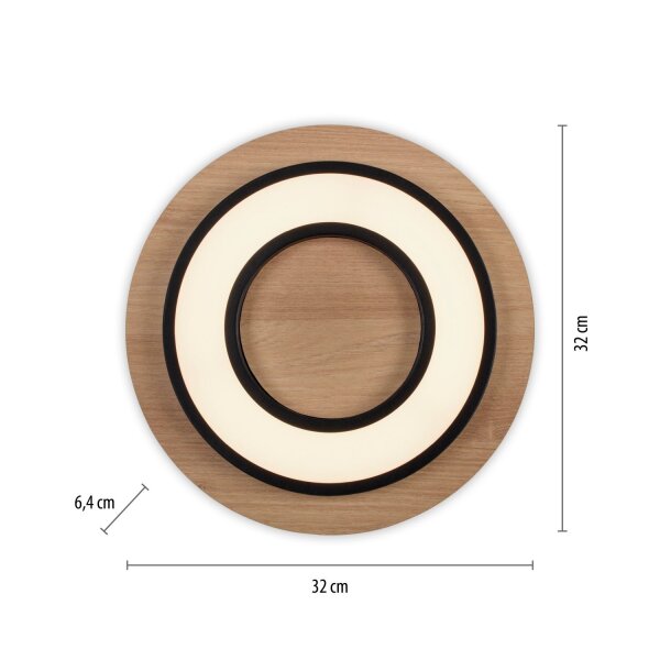 LED Deckenlampe Holz Metall 3000 K wohnlich blendarm