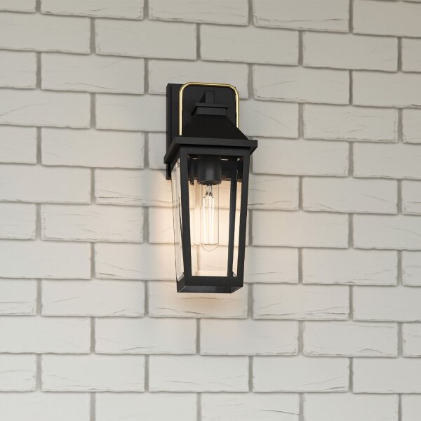 Außenwandlampe Schwarz E27 IP44 H: 37 cm Rustikal
