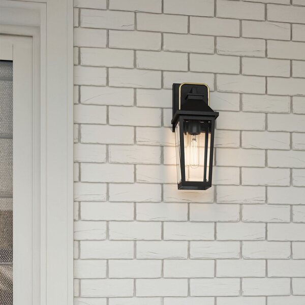 Außenwandlampe Schwarz E27 IP44 H: 37 cm Rustikal