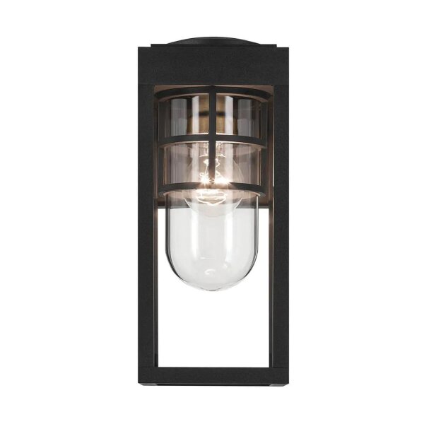 Wandlampe außen H: 33 cm IP44 Schwarz E27 eckig klein
