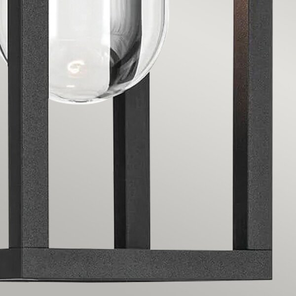 Wandlampe außen H: 33 cm IP44 Schwarz E27 eckig klein