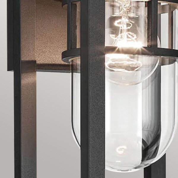 Wandlampe außen H: 33 cm IP44 Schwarz E27 eckig klein