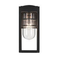 Wandlampe außen H: 33 cm IP44 Schwarz E27 eckig klein