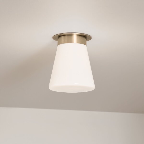 Deckenlampe klein B: 21,6 cm E27 Metall Glas in Bronze Weiß