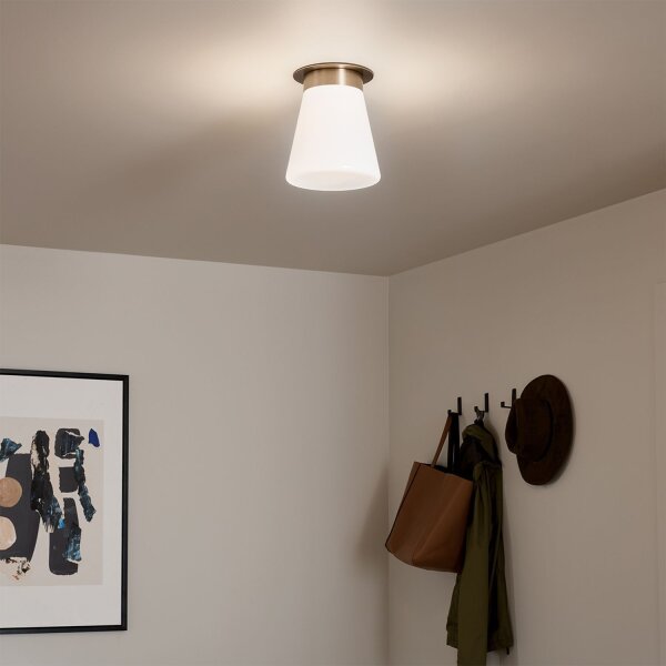Deckenlampe klein B: 21,6 cm E27 Metall Glas in Bronze Weiß