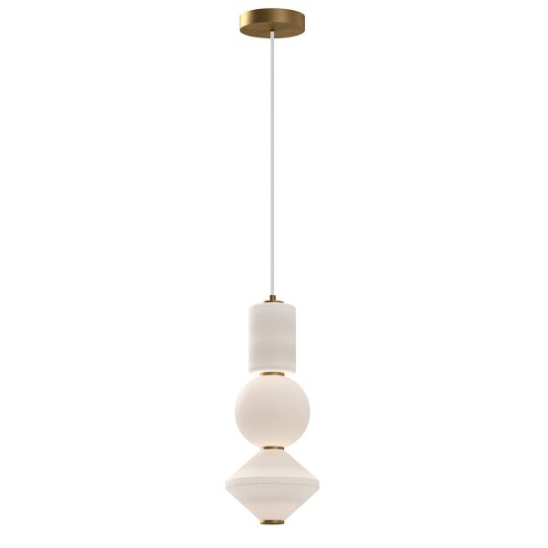 LED Hängeleuchte Glas Metall B: 19,8cm Modern Weiß Gold antik