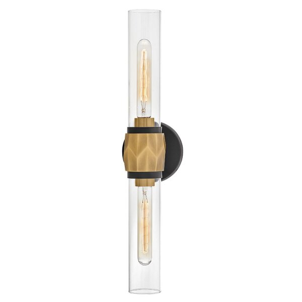 Badezimmerlampe Wand 56,5 cm breit IP44 2x E27 Metall Glas