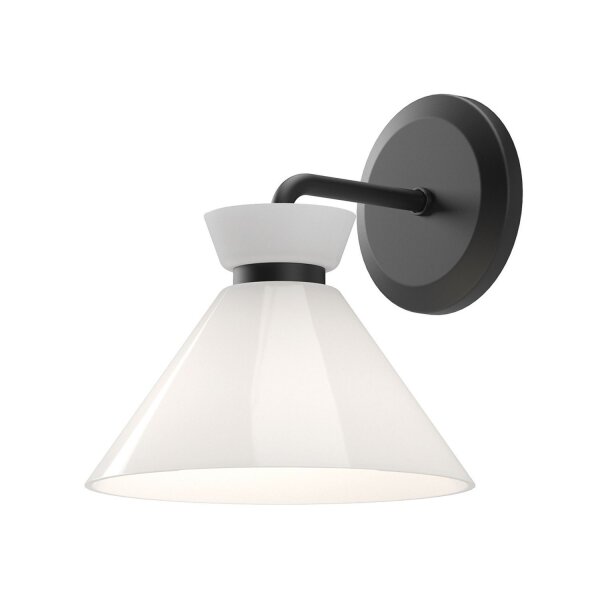 Wandlampe Metall Glas H: 22,2 cm Schwarz Weiß E14 Retro