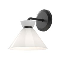 Wandlampe Metall Glas H: 22,2 cm Schwarz Weiß E14...