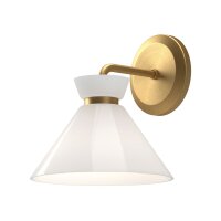 Wandleuchte Glas Metall H: 22,2 cm in Gold Weiß Retro