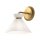 Wandleuchte Glas Metall H: 22,2 cm in Gold Weiß Retro