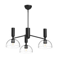 H&auml;ngelampe Schwarz Glas Metall E27 96,8 cm breit Retro