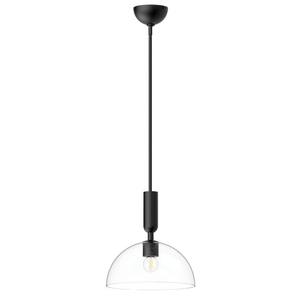 Pendelleuchte Metall Glas rund D: 30,5 cm Schwarz E27