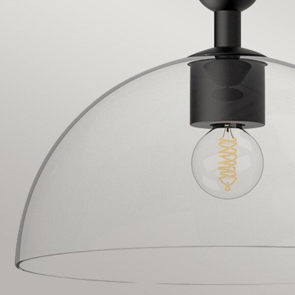 Pendelleuchte Metall Glas rund D: 30,5 cm Schwarz E27