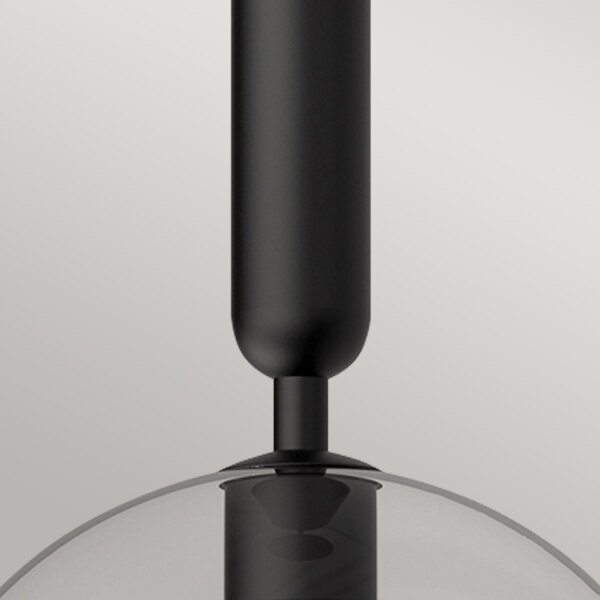 Pendelleuchte Metall Glas rund D: 30,5 cm Schwarz E27