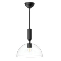 Pendelleuchte Metall Glas rund D: 30,5 cm Schwarz E27
