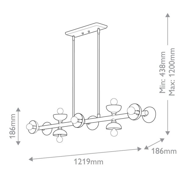 Pendelleuchte Metall in Bronze 121,9 cm lang H: max. 120 cm