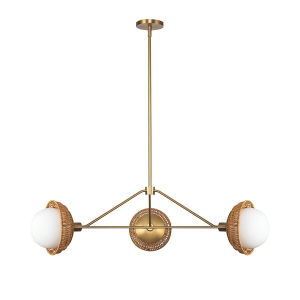 Hängelampe 3-flammig Metall Rattan Glas E14 B:101,4 cm