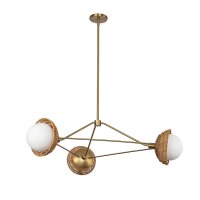 Hängelampe 3-flammig Metall Rattan Glas E14 B:101,4 cm