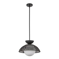 Pendelleuchte Rattan Glas Metall D: 37,5 cm H: max. 147,9 cm