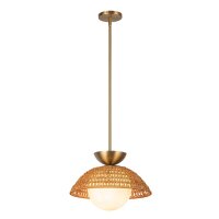 H&auml;ngeleuchte Rattan Glas Metall &Oslash; 37,5 cm H:...