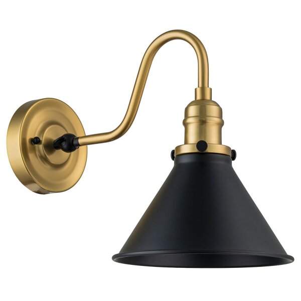 Wandlampe Metall E27 27,5 cm hoch Messing in antik Schwarz