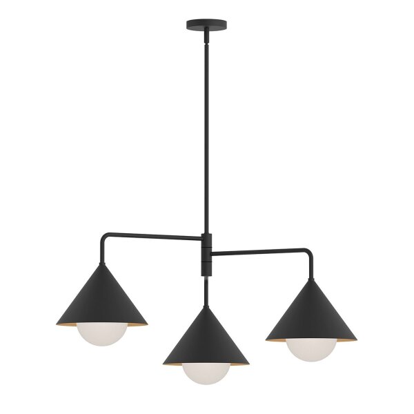 Pendelleuchte Metall Glas Schwarz 96,5 cm breit 3-flammig E27